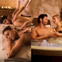 Frissítő páros masszázs 120 percben és 2 óra wellness, ajándék pezsgővel és csokival